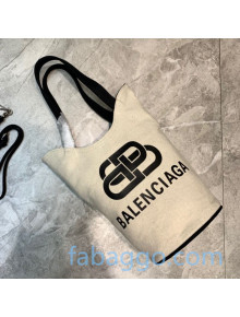 Balenciaga Wave Small Bucket Tote Bag in White Canvas 2020