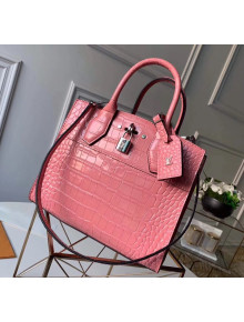 Louis Vuitton City Steamer PM Top Handle Bag in Glossy Crocodile Leather Pink N94263