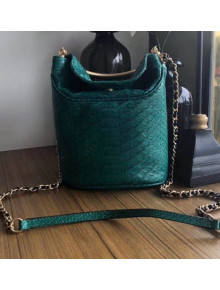 Chanel Chevron Python Handle with Chic Bucket Bag A57861 Green 2018