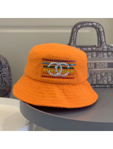 Chanel Towelling Embroidered Bucket Hat Orange 2020