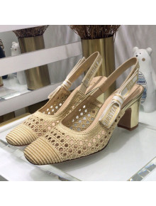 Dior x Moi Slingback Pumps 6.5cm in Gold Cannage Embroidered Mesh 2021