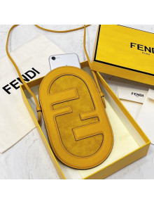 Fendi 12 Pro Phone Holder in Yellow Leather and Suede 2021 8526