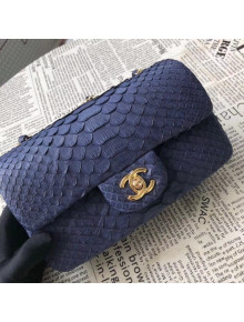 Chanel Python Leather and Deerskin Small Flap Bag Navy Blue 1116