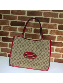 Gucci Horsebit 1955 GG Canvas Medium Tote Bag 623694 Red 2020