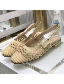 Dior x Moi Slingback Ballerinas Flats in Gold Cannage Embroidered Mesh 2021