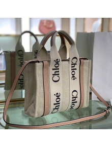 Chloe Small Woody Canvas Tote Bag with Strap Nude 2022 N7666