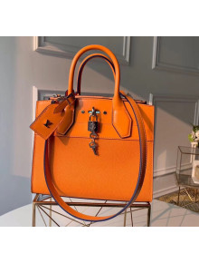 Louis Vuitton City Steamer PM Bag In Smooth & Grainy Calfskin M55348 Orange