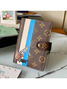 Louis Vuitton Small Ring Agenda Notebook Cover in Print Monogram Canvas Blue 2021