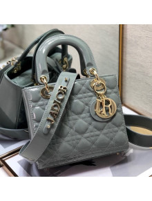 Dior My Lady Dior Medium Bag in Patent Cannage Calfskin Grey/Gold 2021