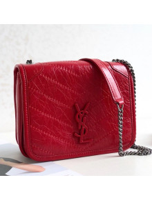 Saint Laurent Niki Chain Wallet WOC in Crinkled Vintage Leather 583103 Red 2019