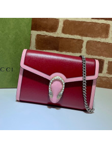 Gucci Dionysus Leather Mini Chain Bag 401231 Ruby Red/Pink 2021