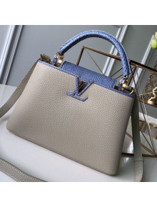 Louis Vuitton Capucines BB with Snakeskin Top Handle Bag Light Grey/Blue 2020