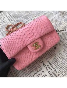 Chanel Python Leather and Deerskin Small Flap Bag 1116 Pink