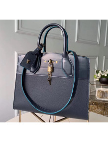 Louis Vuitton City Steamer MM Bag In Smooth & Grainy Calfskin M55347 Deep Blue