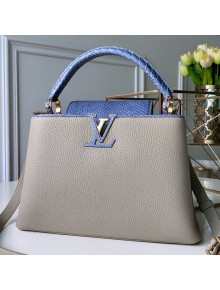 Louis Vuitton Capucines PM with Snakeskin Top Handle Bag Light Grey/Blue 2020