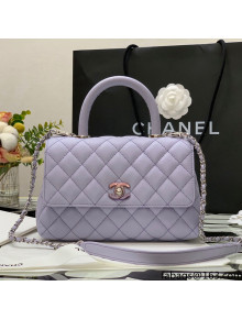Chanel Iridescent Grained Calfskin & Gradient Lacquered Metal Flap Bag with Top Handle A92990 Lavander Purple 2021