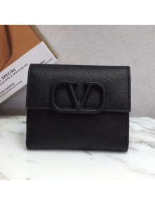 Valentino VSling Compact Signature Grainy Calfskin Wallet Black 2021