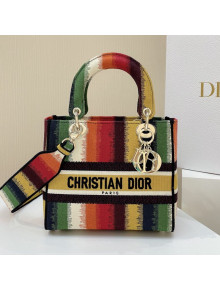 Dior Medium Lady D-Lite Bag in Multicolor D-Stripes Embroidery 2021