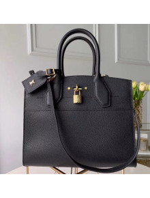 Louis Vuitton City Steamer MM Bag In Grainy Calfskin M51897 Black/Gold