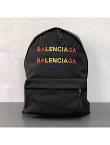 Balenciaga Explorer Nylon Backpack Embroidered "Balenciaga" Black 2018