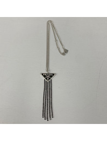 Prada Smalto Jewels Tassel Pendant Necklace Silver/Black 2021
