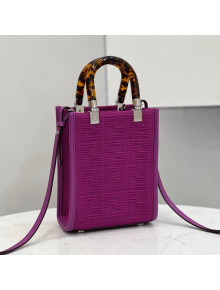 Fendi Mini Sunshine Shopper Tote Bag in Purple Texture FF Fabric 2021 8527