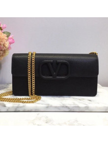 Valentino VLogo Signature Grainy Calfskin Wallet with Chain Black 2021