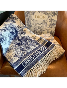 Dior Fierce Blanket in Blue Toile de Jouy Cashmere and Wool 2020