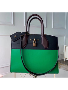 Louis Vuitton City Steamer MM Bag In Smooth Calfskin M42188 Green/Black