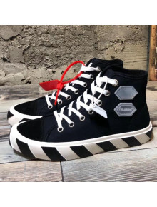 Off-White Cotton Canvas Striped High-Heel Sneakers Black 2019 (For Women and Men)