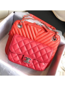Chanel Quilted/Chevron Calfskin Small Camera Case Bag A57284 Orange/Red 2018