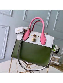 Louis Vuitton City Steamer PM Bag In Smooth Calfskin M42188 Army Green/White/Pink