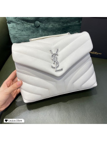 Saint Laurent Loulou Small Bag in "Y" Matelasse Leather 494699 White/Silver 2021