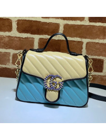 Gucci GG Marmont Leather Mini Bag 446744 Pastel Blue/Apricot 2021