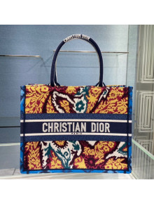 Dior Small Book Tote Bag in Blue Multicolor Paisley Embroidery 2021