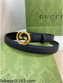 Gucci Classic Togo Leather Belt 2cm with Interlocking G Buckle Black/Gold 2021 110815