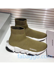 Balenciaga Speed Knit Sock Side Logo Boot Sneaker Green 06 2020 ( For Women and Men)