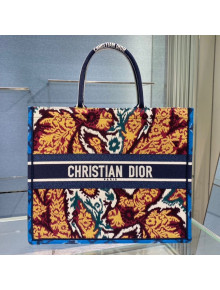 Dior Large Book Tote Bag in Blue Multicolor Paisley Embroidery 2021
