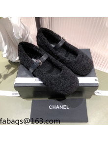 Chanel Shearling Mary Janes Flats Black 2021 112222