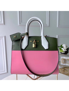 Louis Vuitton City Steamer MM Bag In Smooth Calfskin M42188 Pink/Green