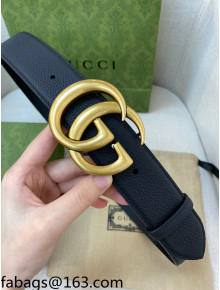 Gucci Classic Togo Leather Belt 4cm with Interlocking G Buckle Black/Gold 2021 110820