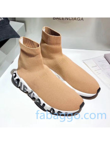 Balenciaga Speed Knit Sock Graffiti Sole Boot Sneaker Beige/Black 2020 ( For Women and Men)