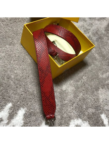 Fendi Snakeskin Embossed Calfskin Strap You Shoulder Strap 90cm Red 2019