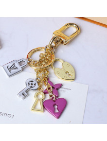 Louis Vuitton Heart Bag Charm and Key Holder Gold/Silver/Purple 2021 01