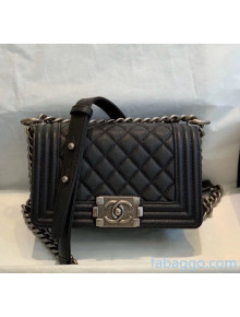 Chanel Quilted Grained Calfskin Small Classic Boy Flap Bag Black 2020(Silver Hardware)