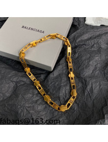 Balenciaga BB Metallic Necklace Gold 2021 110845