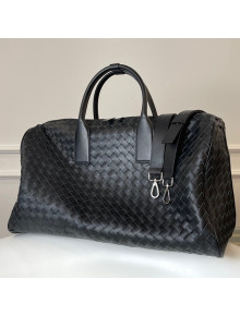 Bottega Veneta Large Intreccio Leather Duffle Travel Bag 630252 Black 2021