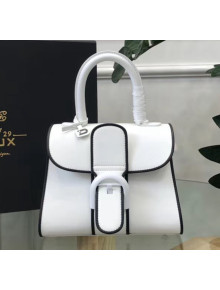 Delvaux Brillant Mini Top Handle Bag in Box Calf Leather White/Black Trim 2020