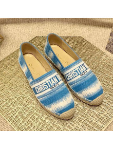 Dior Granville Espadrilles in Ocean Blue D-Stripes Embroidered Cotton 2021