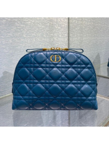 Dior Caro Beauty Cosmetic in Indigo Blue Pouch Cannage Lambskin 2021